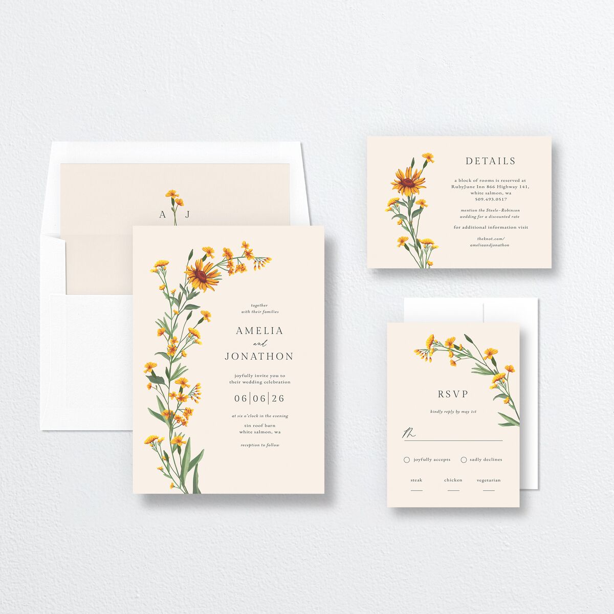 Wild Daisies Wedding Invitations Buttercup Signature No Standard
