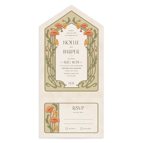 Vintage Nouveau All-in-One Wedding Invitations