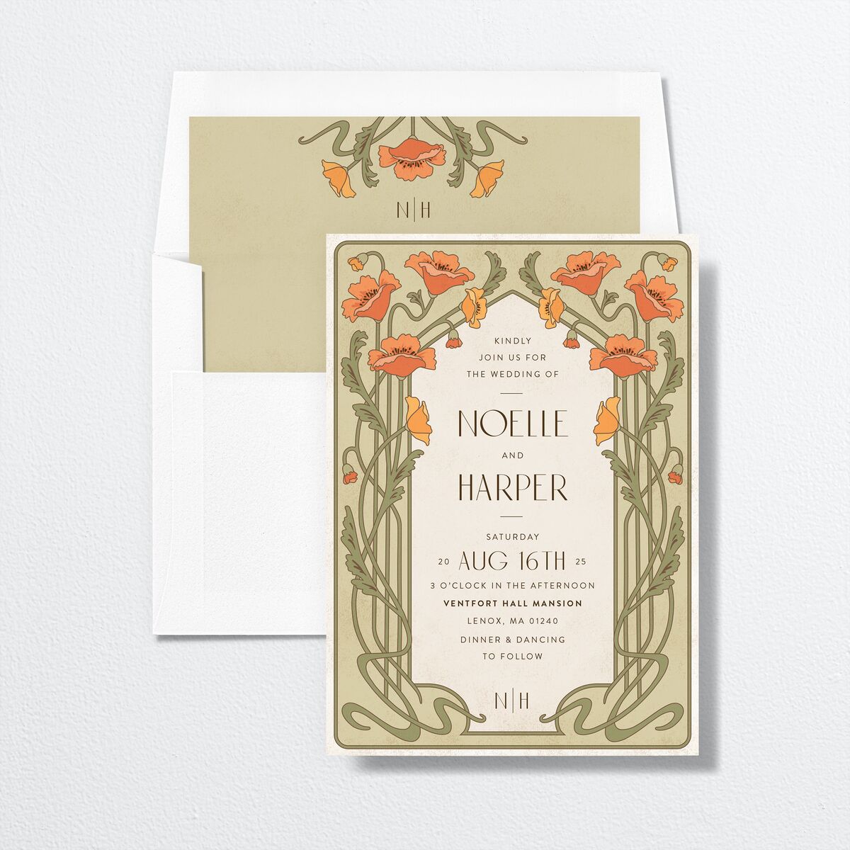 Vintage Nouveau Standard Envelope Liners envelope-and-liner