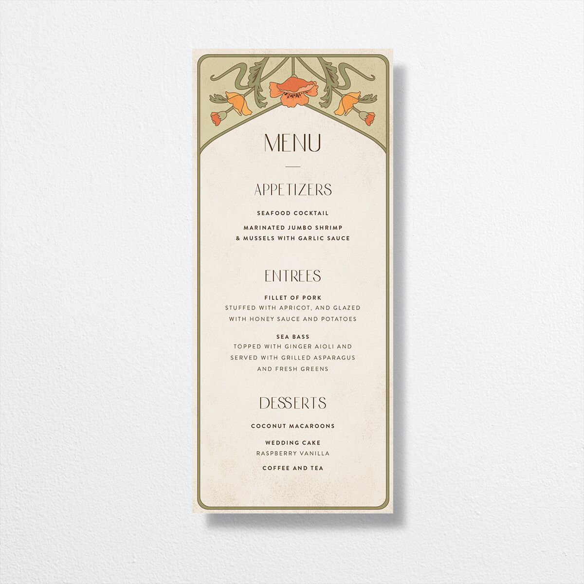 Vintage Nouveau Menus front
