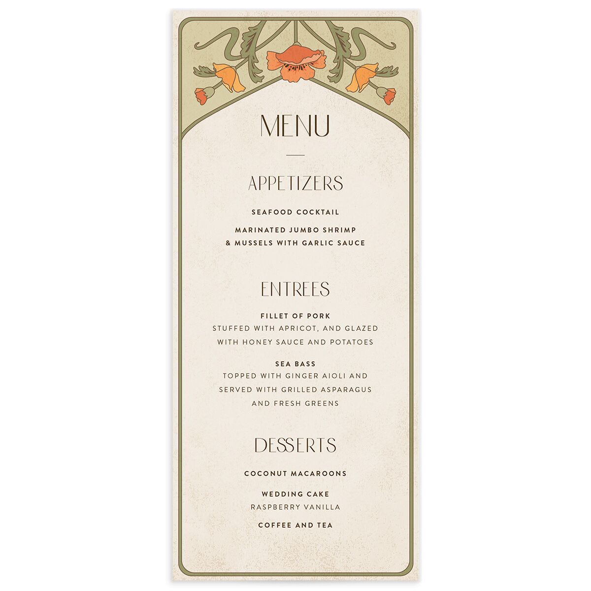 Vintage Nouveau Menus