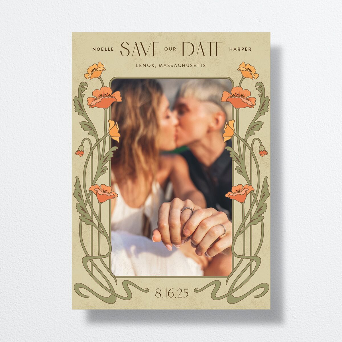Vintage Nouveau Save The Date Cards front