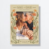 Vintage Nouveau Save The Date Cards Pear Signature smooth No Standard