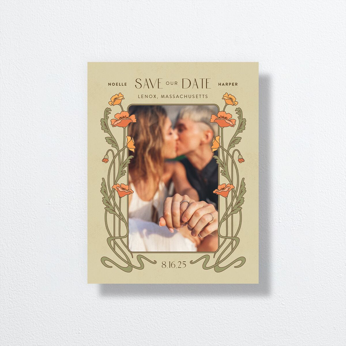 Vintage Nouveau Save the Date Petite Cards Pear Signature smooth No Standard