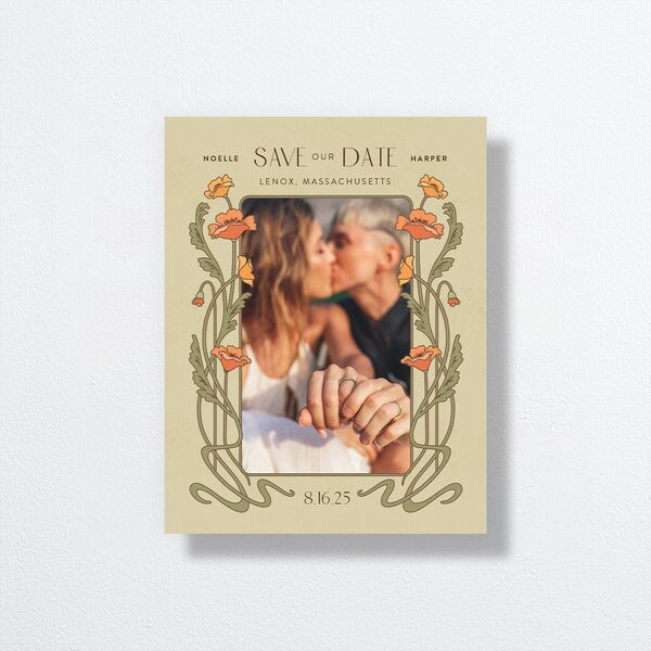 Vintage Nouveau Save the Date Petite Cards Pear Signature smooth No Standard
