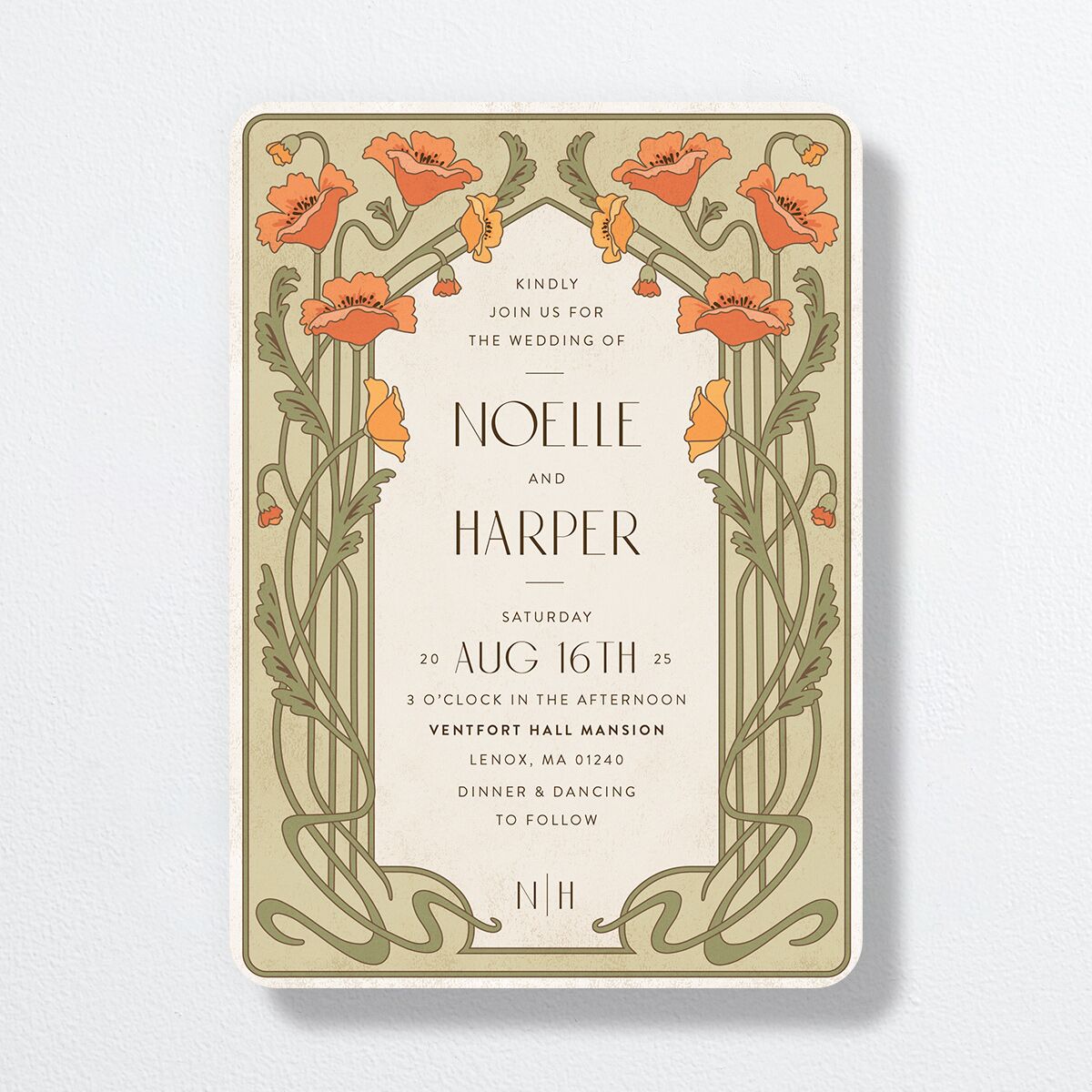 Vintage Nouveau Wedding Invitations Pear Signature No Rounded