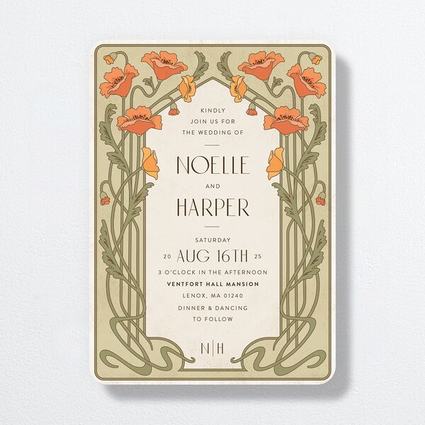 Vintage Nouveau Wedding Invitations Pear Signature No Rounded