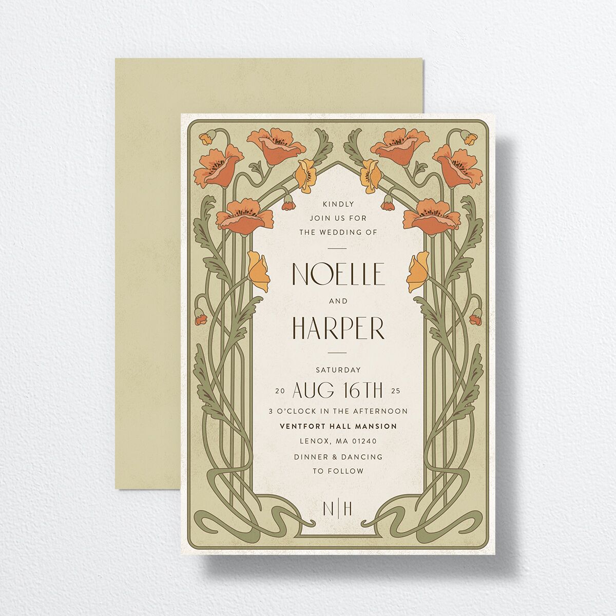 Vintage Nouveau Wedding Invitations Pear Signature No Standard