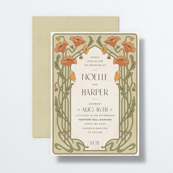 Vintage Nouveau Wedding Invitations Pear Signature No Standard