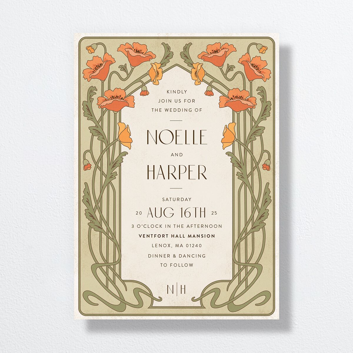 Vintage Nouveau Wedding Invitations Pear Signature No Standard