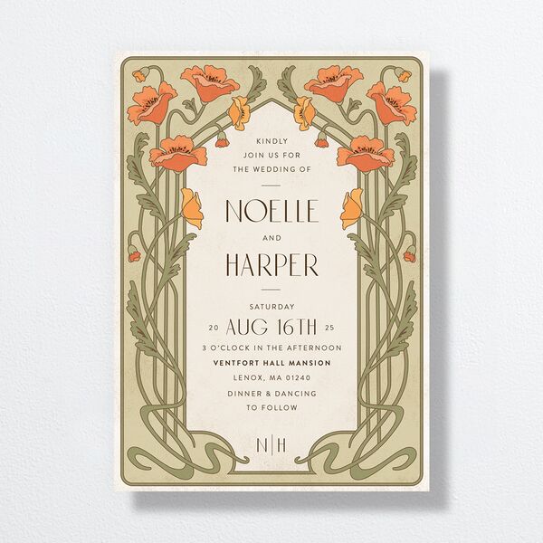 Vintage Nouveau Wedding Invitations Pear Signature No Standard