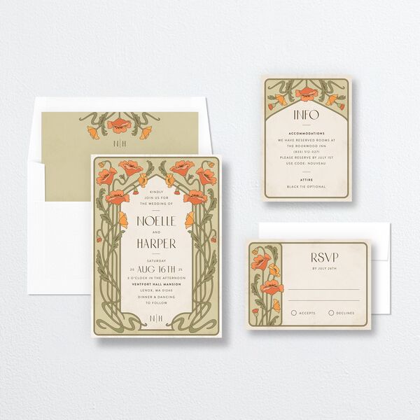 Vintage Nouveau Wedding Invitations Pear Signature No Standard