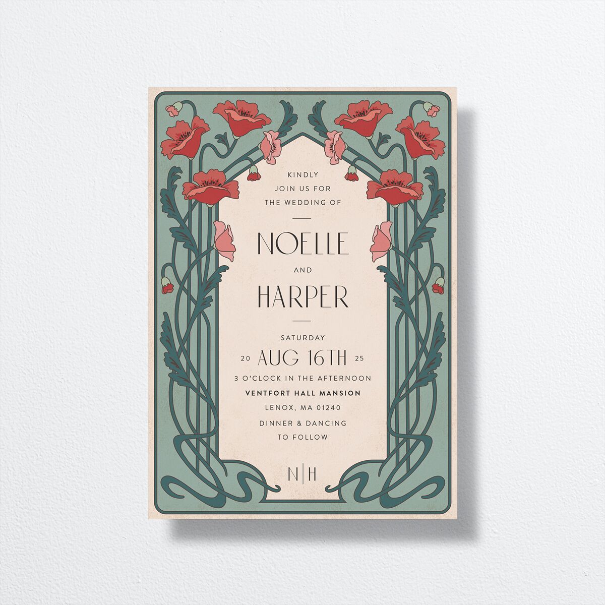Vintage Nouveau Wedding Invitations front
