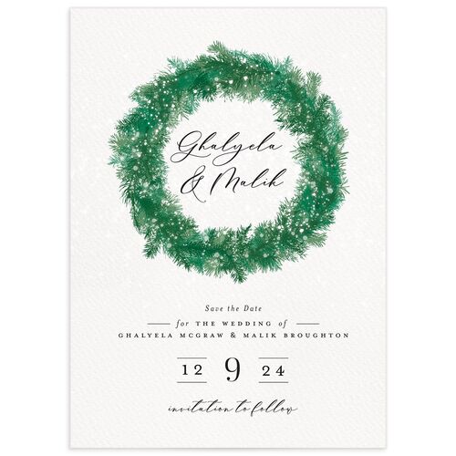 Festive Romance Save the Date Cards - Green