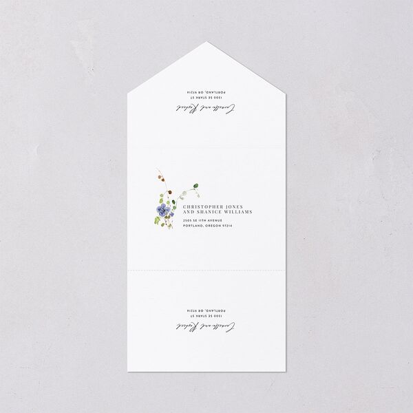 Delicate Wildflower All-in-One Wedding Invitations Pure White Signature Light Both Recipient and Return Addresses No