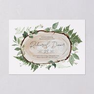 Fairytale Woodgrain Slab Rehearsal Dinner Invitations Pure White Signature Blank Standard