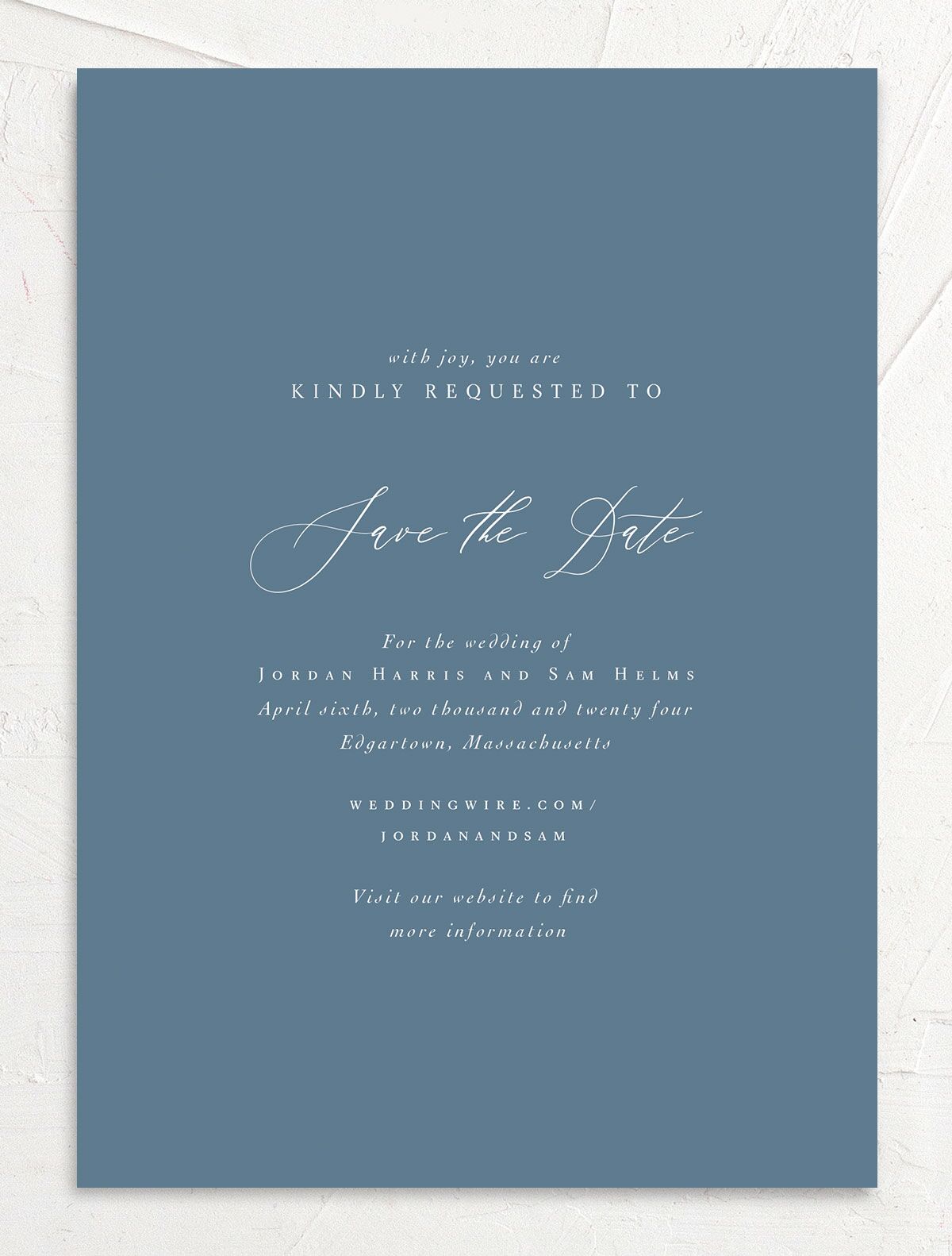 Ocean Waves Save the Date Cards front in blue