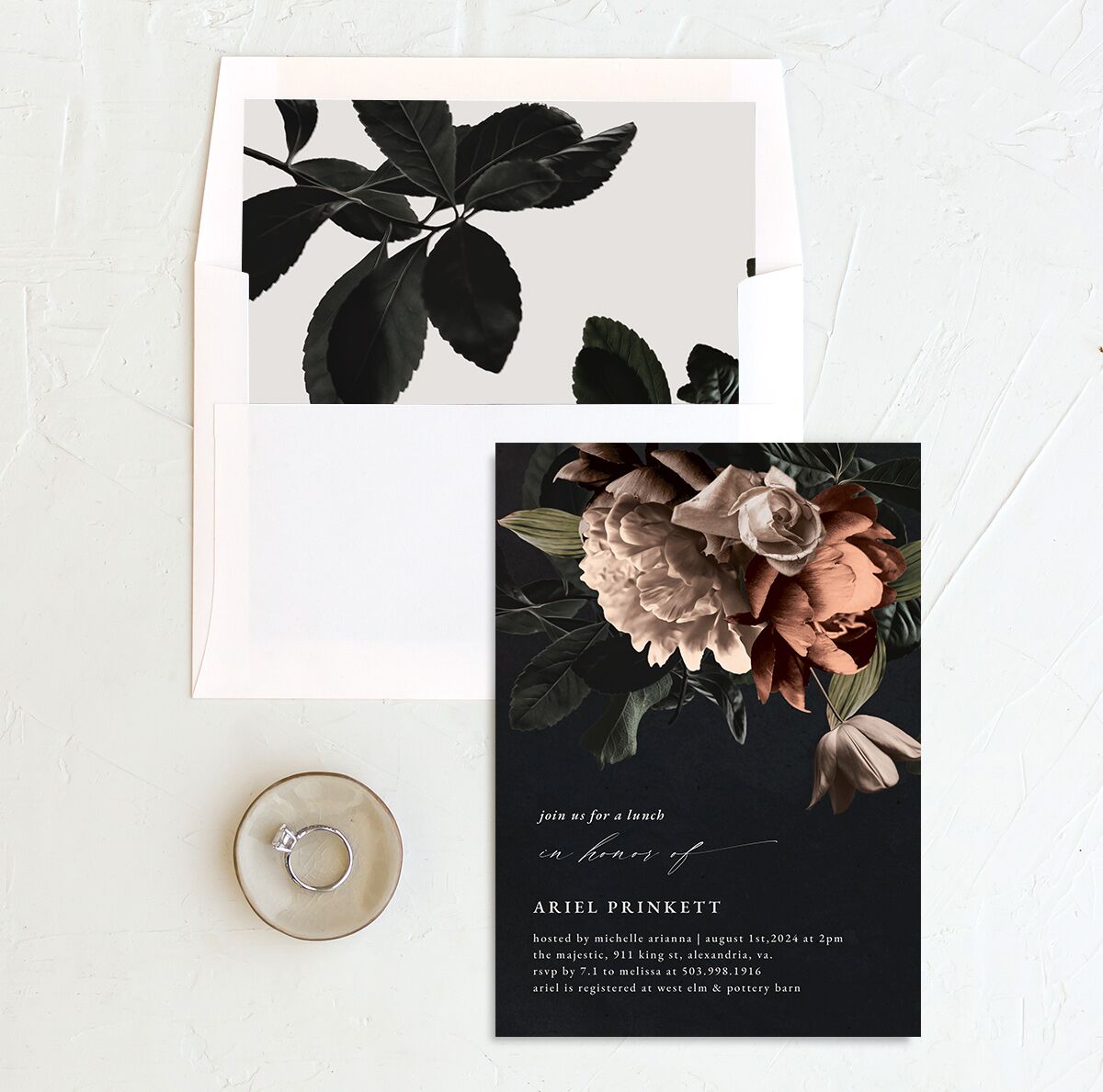 Modern Rose Bridal Shower Invitations Peach Fuzz Signature