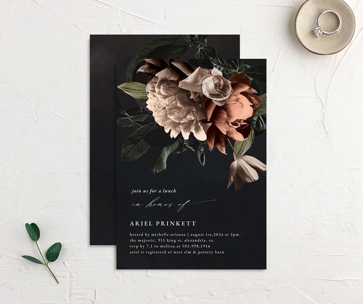 Modern Rose Bridal Shower Invitations Peach Fuzz Signature