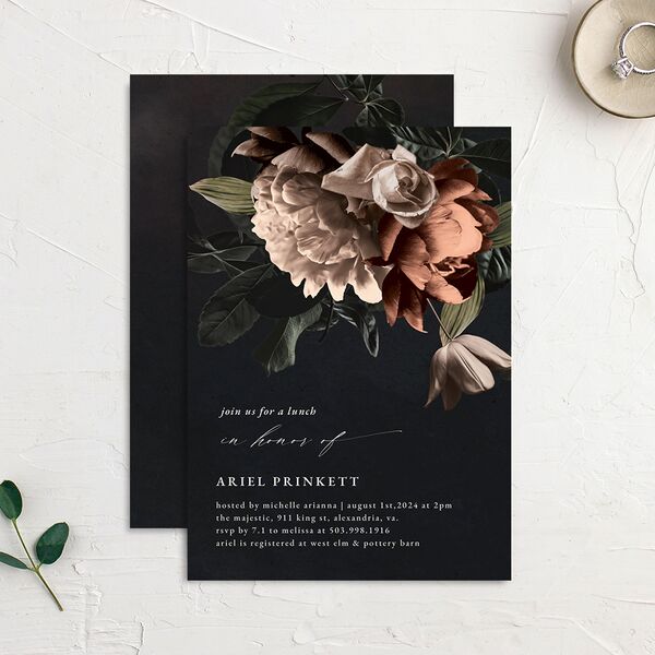 Modern Rose Bridal Shower Invitations Peach Fuzz Signature
