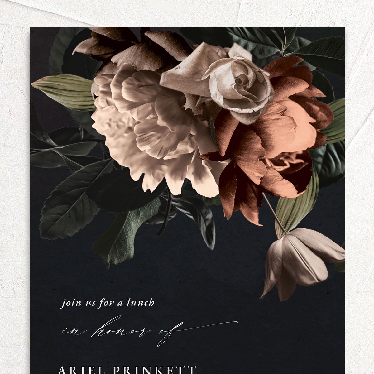 Modern Rose Bridal Shower Invitations Peach Fuzz Signature