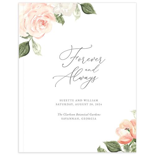 Romantic Garden Wedding Guest Book Peach Pink