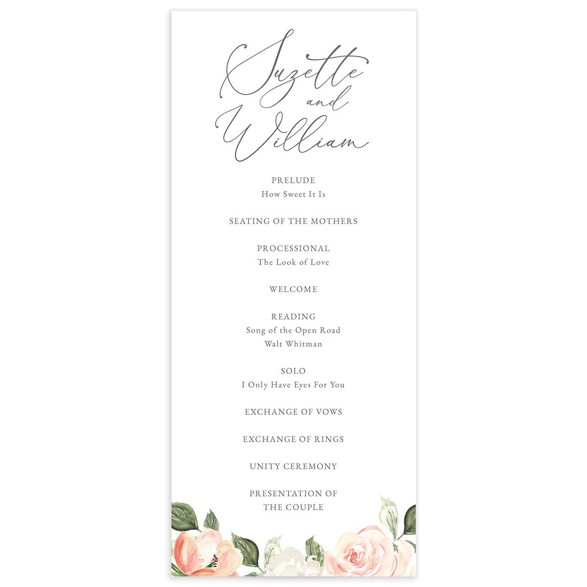 Romantic Garden Wedding Programs Peach Pink Signature