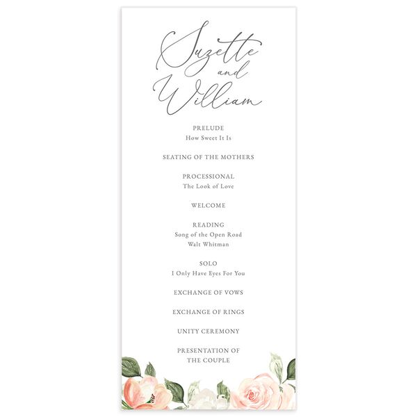Romantic Garden Wedding Programs Peach Pink Signature