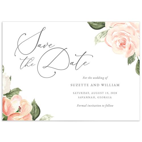 Romantic Garden Save The Date Cards Peach Pink Signature smooth No Standard