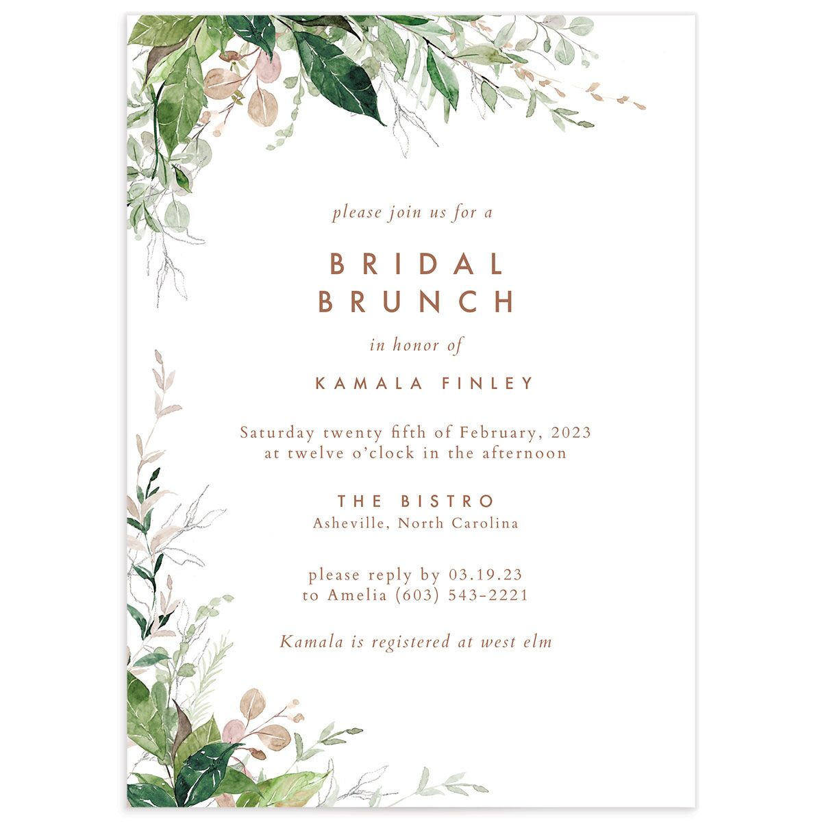 Wild Botanicals Bridal Shower Invitations