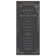 Vintage Deco Wedding Programs Gold Charcoal Signature