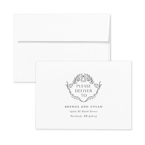 Ornate Regency Response Card Envelopes White Taupe Return Address Signature Standard