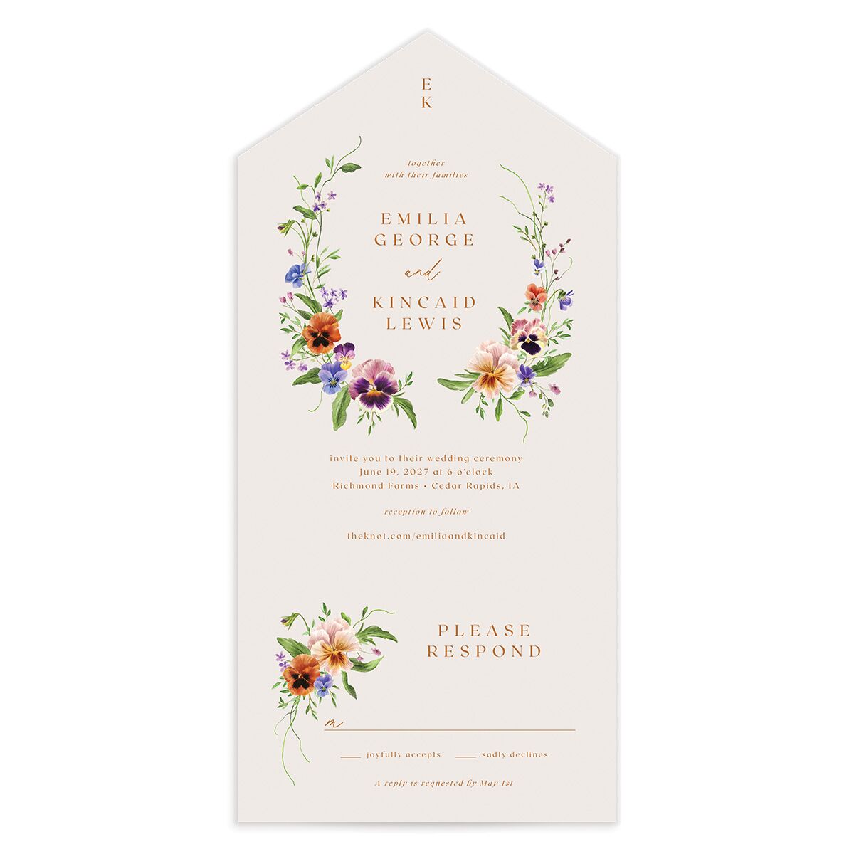 Wild Pansies All-in-One Wedding Invitations
