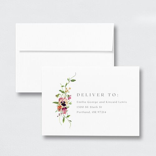 Wild Pansies Response Card Envelopes White Standard Thyme Return Address Signature