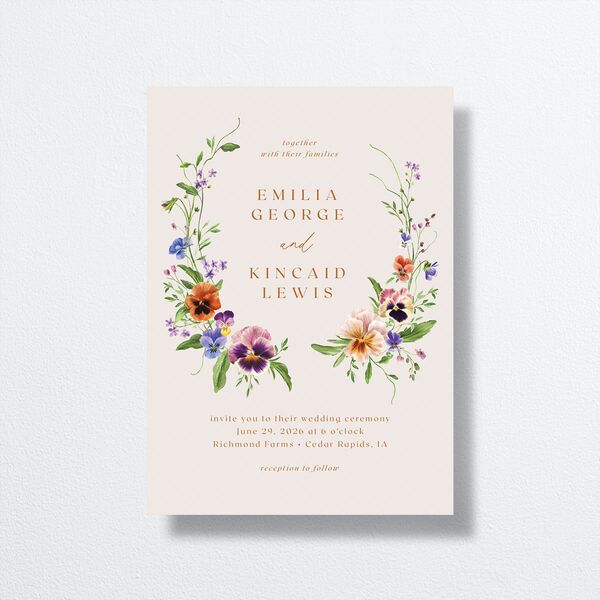 Wild Pansies Wedding Invitations Rose Gold Signature No