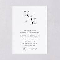 Monogram Slant Wedding Invitations Licorice Signature Blank No Standard