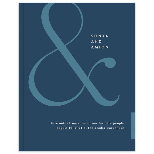 Classic Ampersand Wedding Guest Book Moody Blue