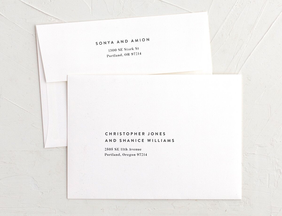 Classic Ampersand Thank You Card Envelopes White Standard Moody Blue Both Recipient and Return Addresses Signature