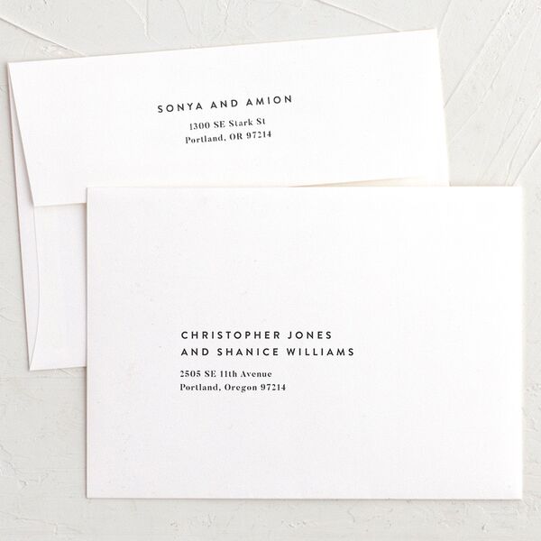 Classic Ampersand Thank You Card Envelopes White Standard Moody Blue Both Recipient and Return Addresses Signature