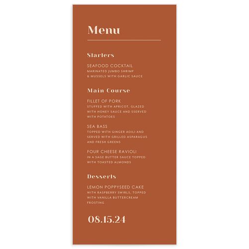 Vintage Lines Menus - Orange