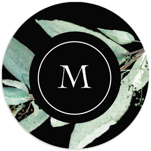 Lush Greenery Wedding Stickers Midnight Circle