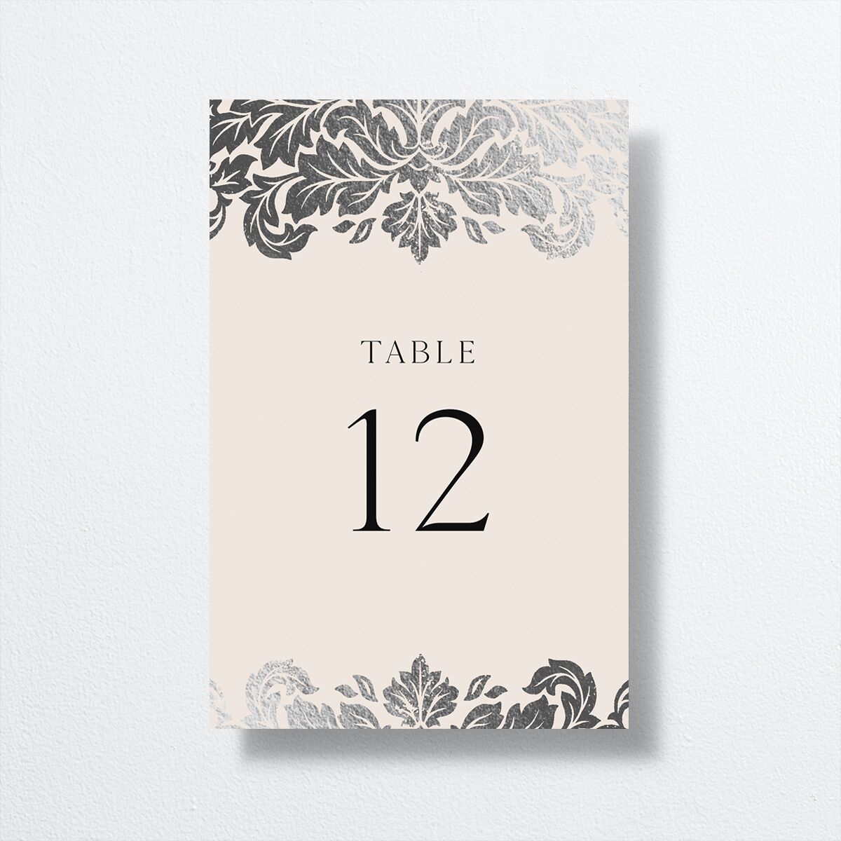 Elegant Damask Table Numbers Silver Champagne Signature