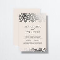 Elegant Damask Wedding Invitations Silver Champagne Signature No