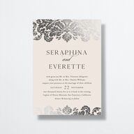Elegant Damask Wedding Invitations Silver Champagne Signature No