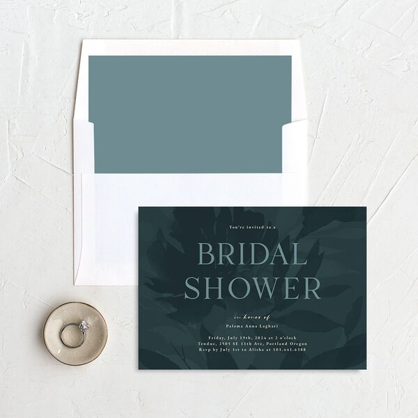 Contemporary Floral Bridal Shower Invitations Dusty Blue Signature