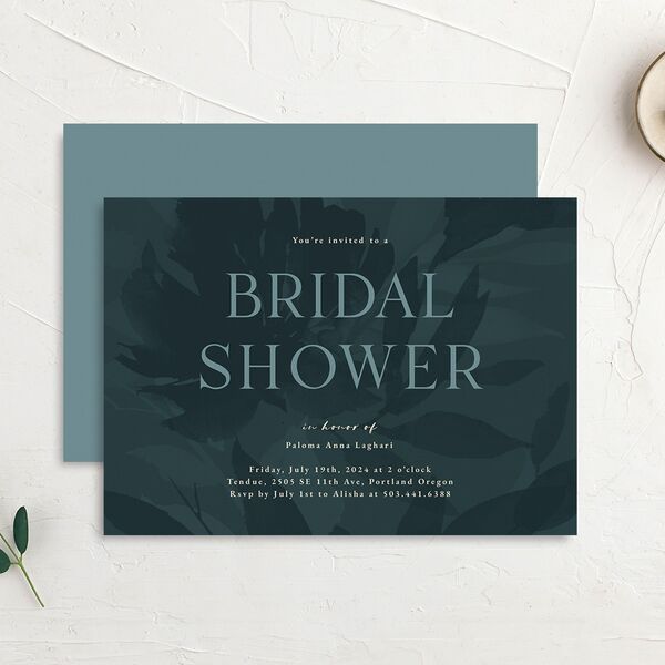 Contemporary Floral Bridal Shower Invitations Dusty Blue Signature