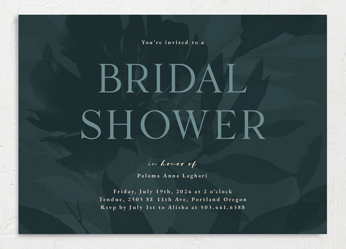 Contemporary Floral Bridal Shower Invitations Dusty Blue Signature