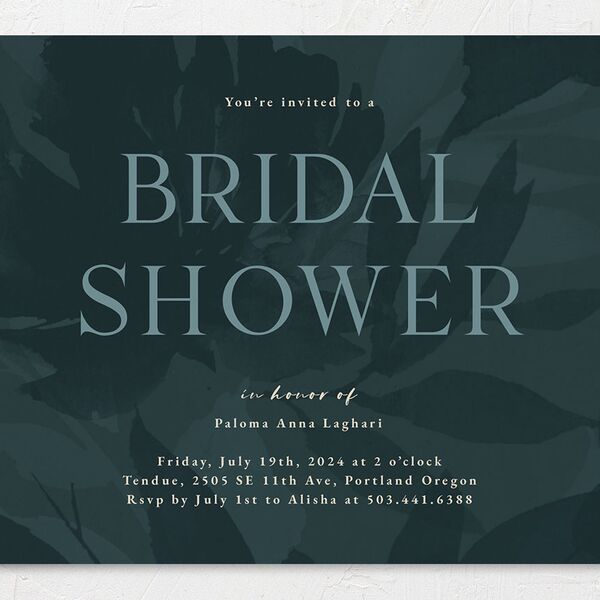 Contemporary Floral Bridal Shower Invitations Dusty Blue Signature