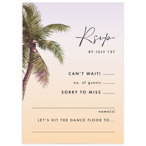 Breezy Palm Trees Wedding Response Cards Sheer Lilac Signature