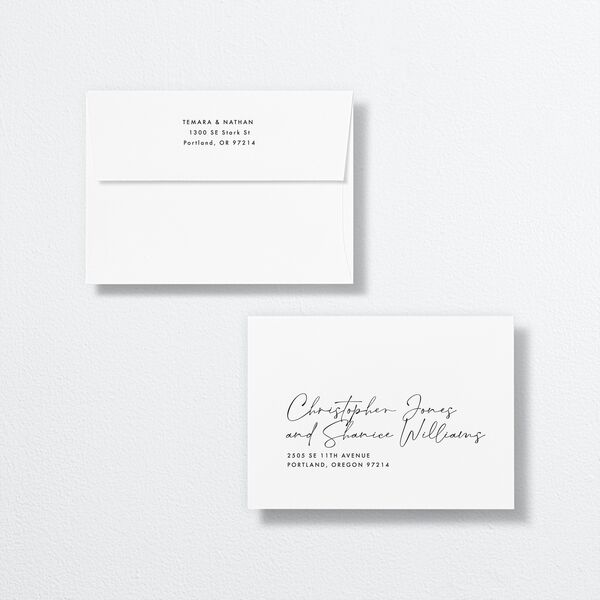 Breezy Palm Trees Save The Date Card Envelopes White Standard Sheer Lilac Both Recipient and Return Addresses
